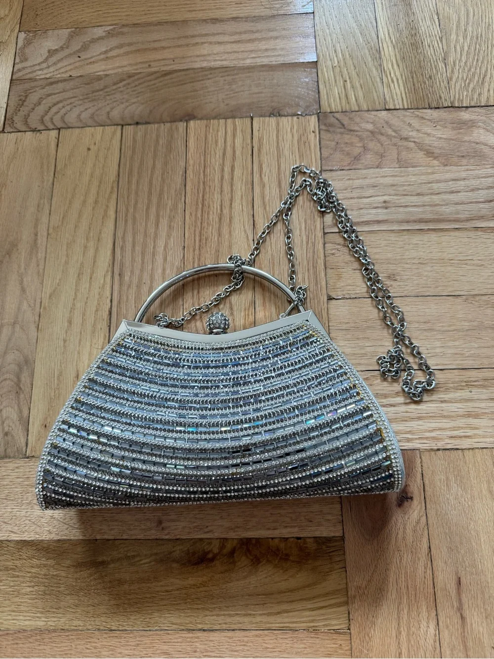Embellished Silver Evening Clutch Handbag